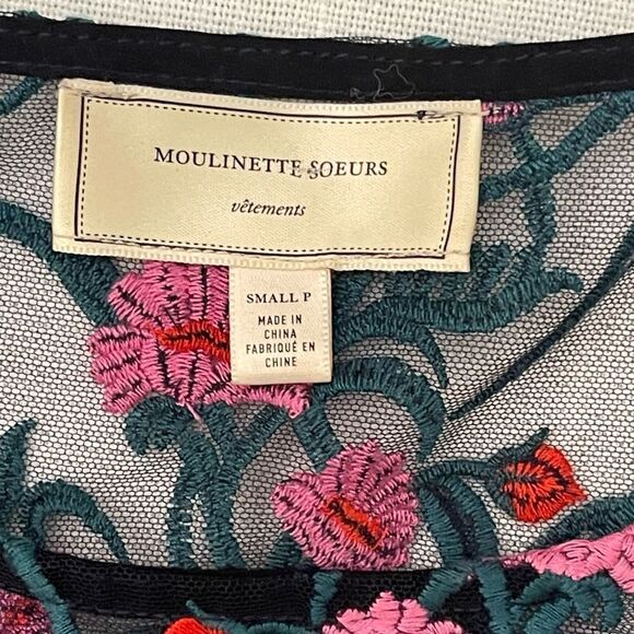 Anthro Moulinette Soeurs Floral Embroidered Lace Mesh Net Sheath Tunic Top - Picture 14 of 16